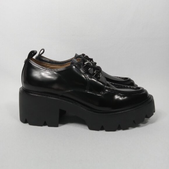 SAM EDELMAN 'Monna' Black Lug Sole Lace-up Oxford Womens Size 8 - Picture 1 of 15
